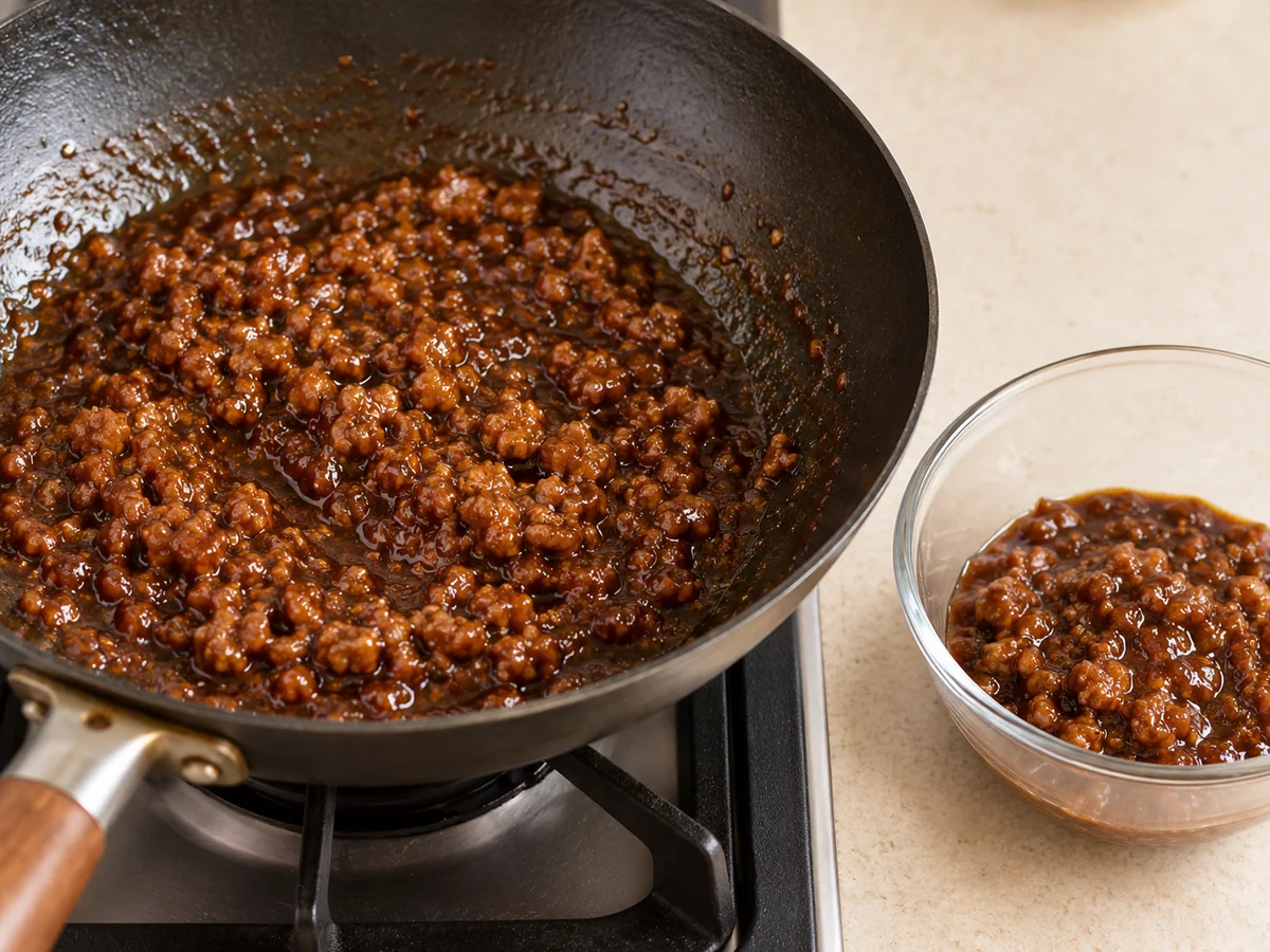 Cook the bean sauce gently